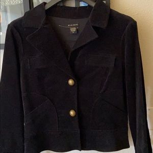 BLACK CROPPED DRESSY JEAN JACKET